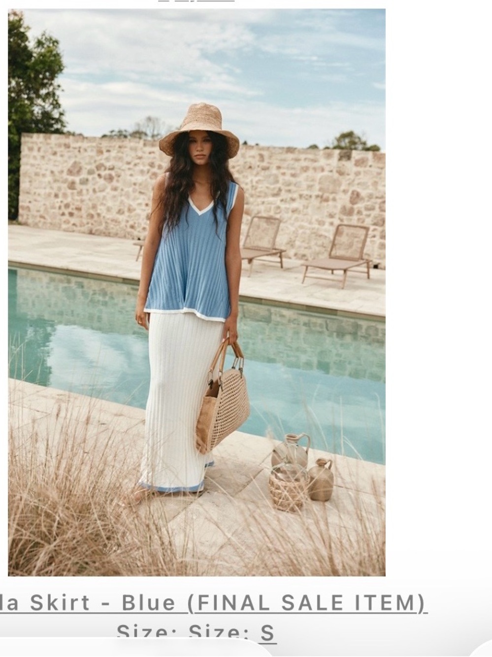 White and Blue Maxi Skirt